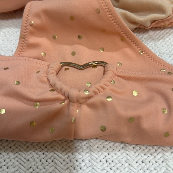 Victoria Secret Peach Gold Polka Dot Heart Bikini Swimsuit like new - Picture 4 of 4